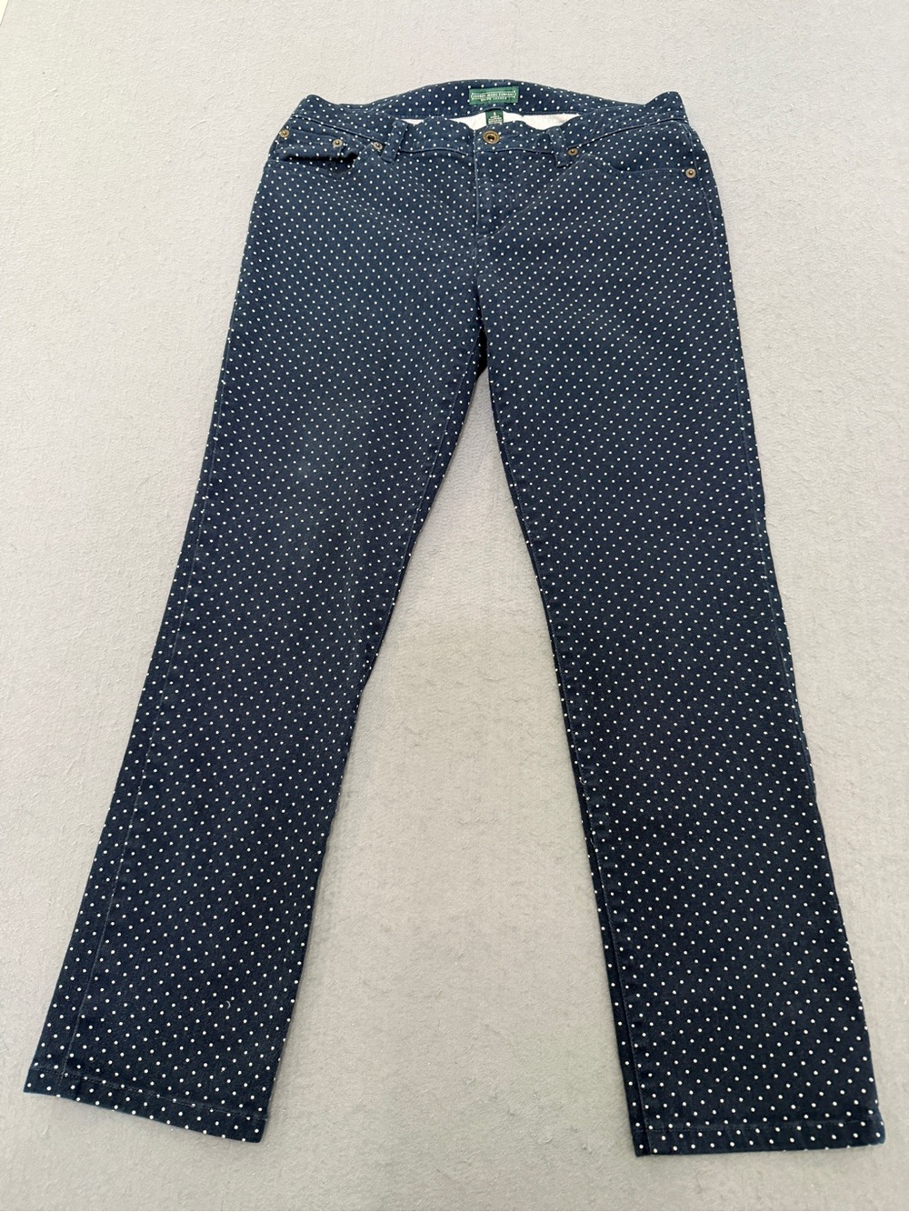 Women’s Lauren Ralph Lauren Navy Polka Dot Straight Leg Jeans Size 8